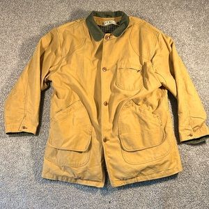 L.L. Bean Chore Coat Mens XL Tan Canvas Corduroy Trim Utility Barn Field Jacket